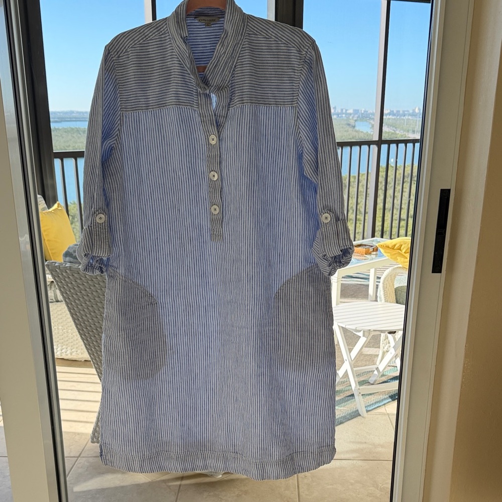 John Mark Blue and White Striped Dress